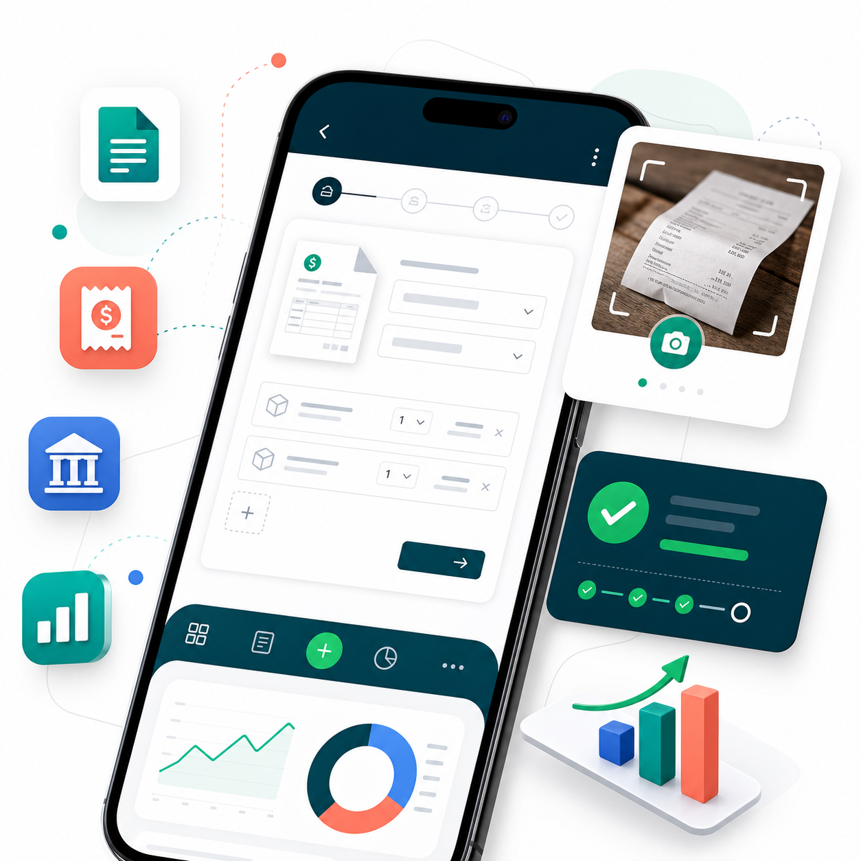 Mobile bookkeeping app interface preview